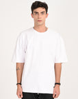 Drop Shoulder Half Sleeve White T Shirt
