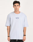 Drop Shoulder Half Sleeve Sky Blue T Shirt