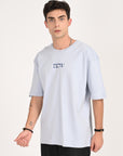 Drop Shoulder Half Sleeve Sky Blue T Shirt