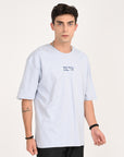 Drop Shoulder Half Sleeve Sky Blue T Shirt