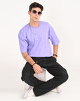 Drop Shoulder Half Sleeve Lavender T Shirt