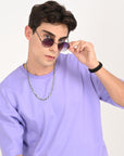 Drop Shoulder Half Sleeve Lavender T Shirt