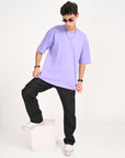 Drop Shoulder Half Sleeve Lavender T Shirt