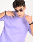 Drop Shoulder Half Sleeve Lavender T Shirt