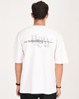 Drop Shoulder Half Sleeve White T-Shirt