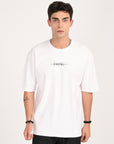 Drop Shoulder Half Sleeve White T-Shirt