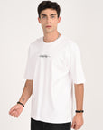 Drop Shoulder Half Sleeve White T-Shirt