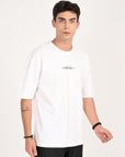 Drop Shoulder Half Sleeve White T-Shirt