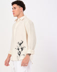 Ivory Floral Print Relaxed Fit Shirt