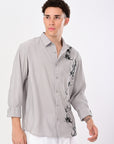 Gray Relaxed Fit Floral Print Shirt