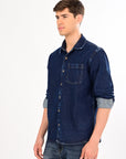 Relaxed Fit Navy Blue Denim Shirt