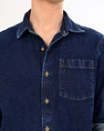Relaxed Fit Navy Blue Denim Shirt