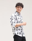Black Tapered Fit Printed Shirt