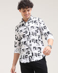 Black Tapered Fit Printed Shirt
