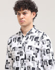 Black Tapered Fit Printed Shirt
