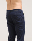 Navy Blue Ankle Fit Cotton Pant