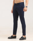 Navy Blue Ankle Fit Cotton Pant