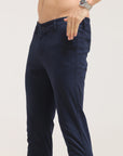 Navy Blue Ankle Fit Cotton Pant