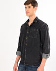 Relaxed Fit Black Denim Shirt