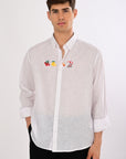 Riviera Escape White Embroidered Relaxed Fit Shirt