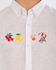 Riviera Escape White Embroidered Relaxed Fit Shirt