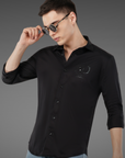 Slim Fit Black Full Sleeve Shirt