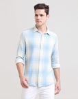 Icy Elegance: Slim Fit Ice Blue Shirt