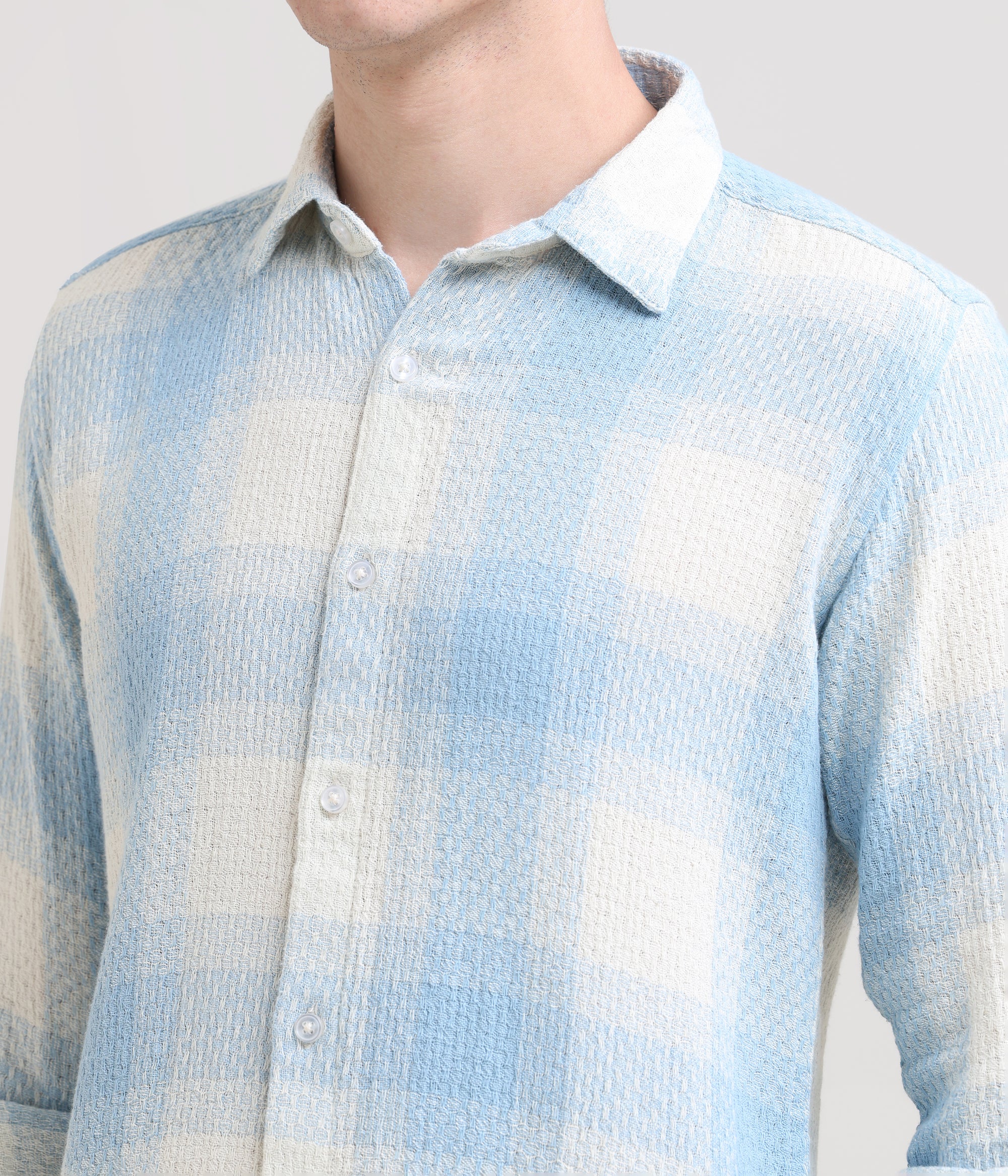 Icy Elegance: Slim Fit Ice Blue Shirt