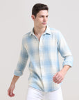 Icy Elegance: Slim Fit Ice Blue Shirt