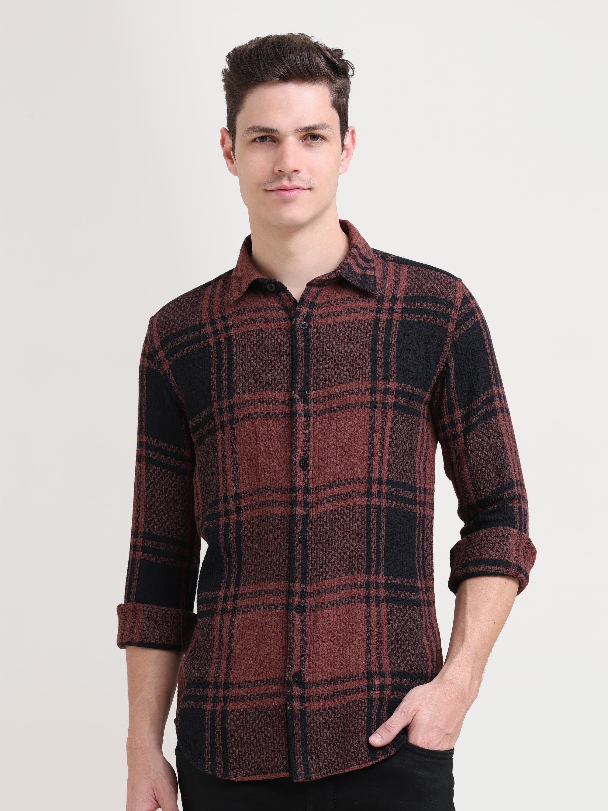 Slim Fit Brick Red Shirt
