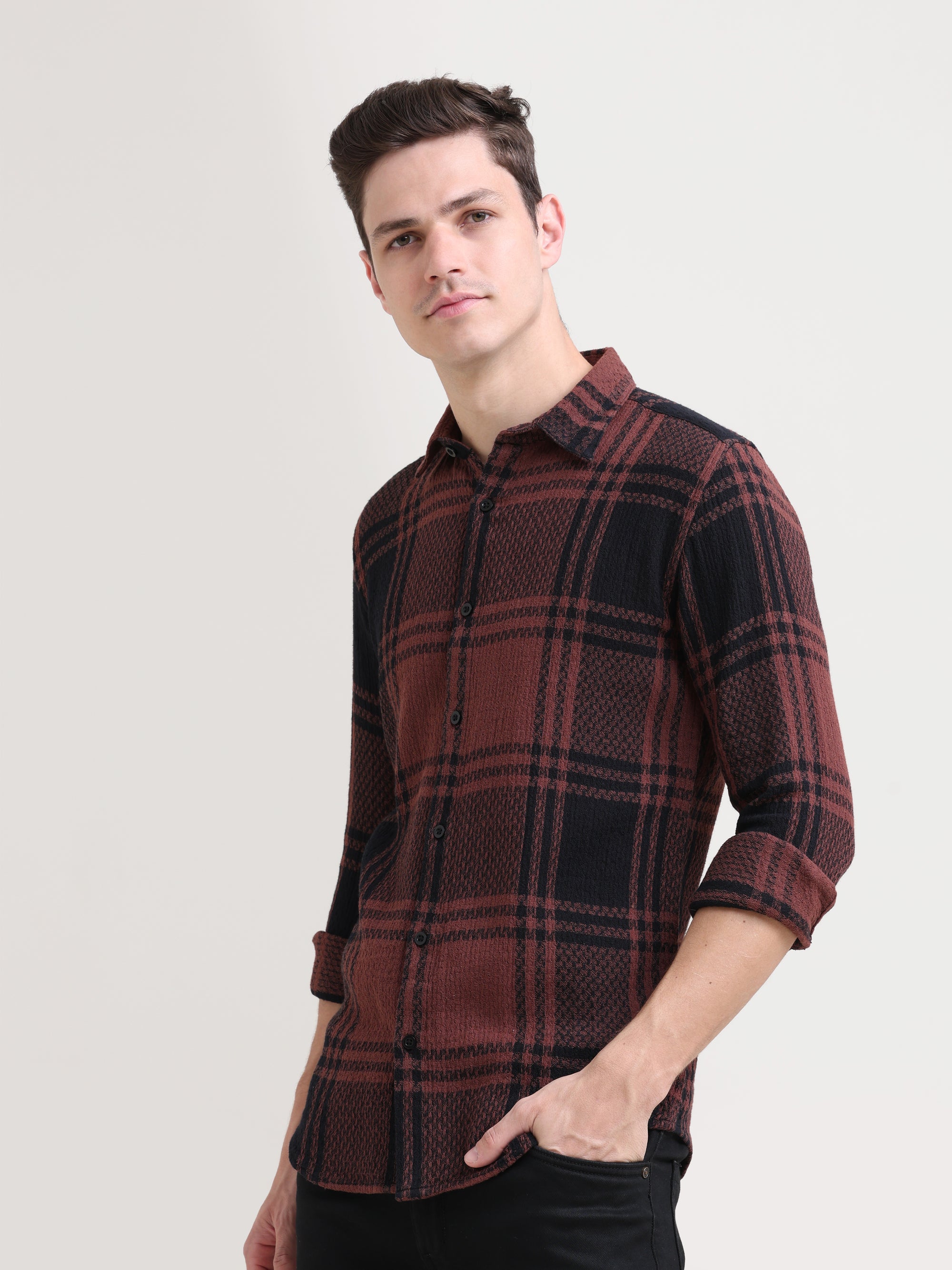 Slim Fit Brick Red Shirt
