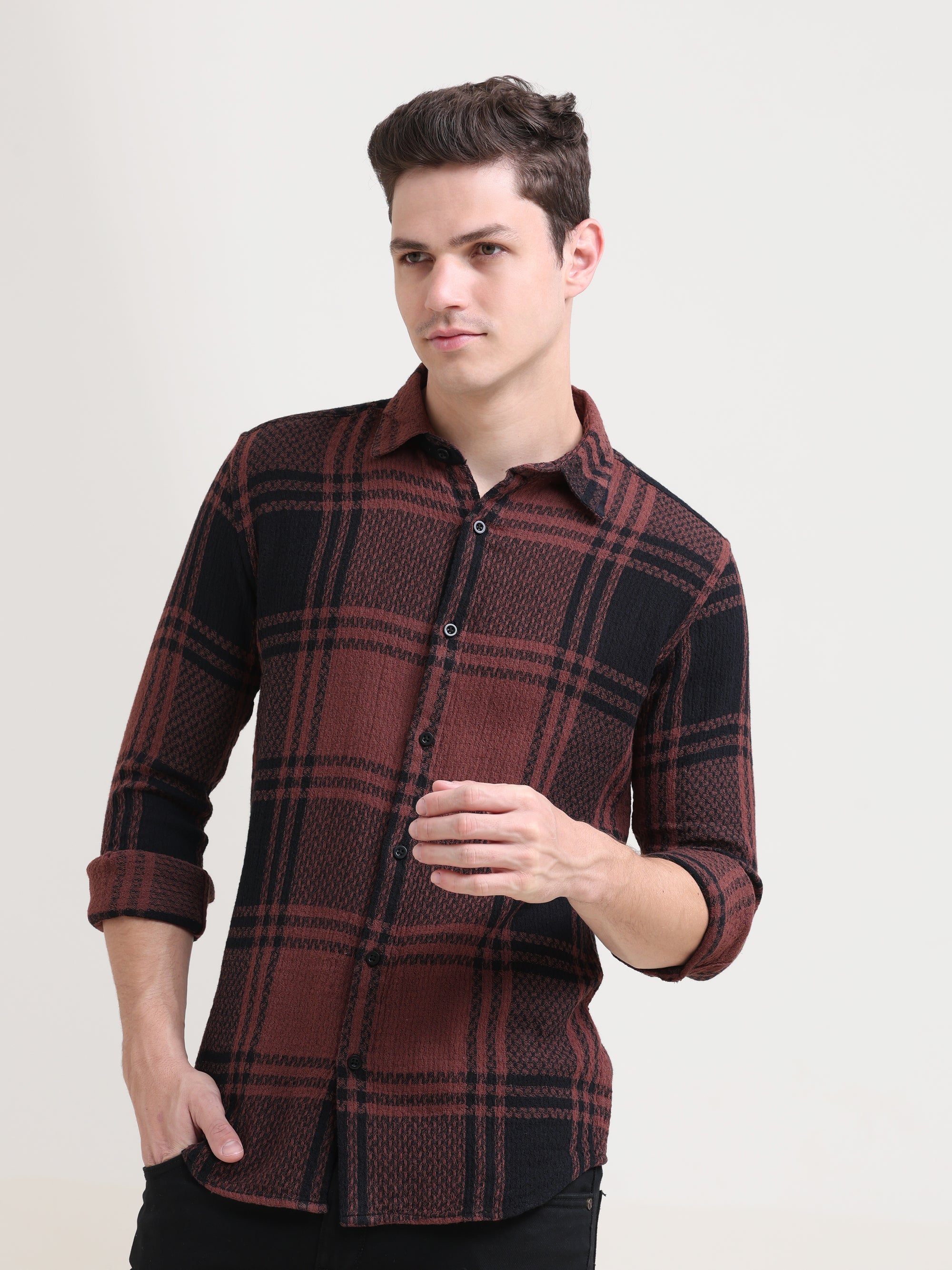 Slim Fit Brick Red Shirt
