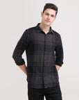 Charcoal Crossroads: Checkered Dark Grey Slim Fit Shirt