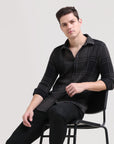 Charcoal Crossroads: Checkered Dark Grey Slim Fit Shirt