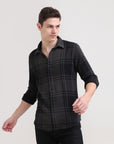 Charcoal Crossroads: Checkered Dark Grey Slim Fit Shirt