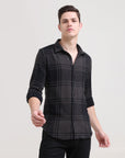 Charcoal Crossroads: Checkered Dark Grey Slim Fit Shirt
