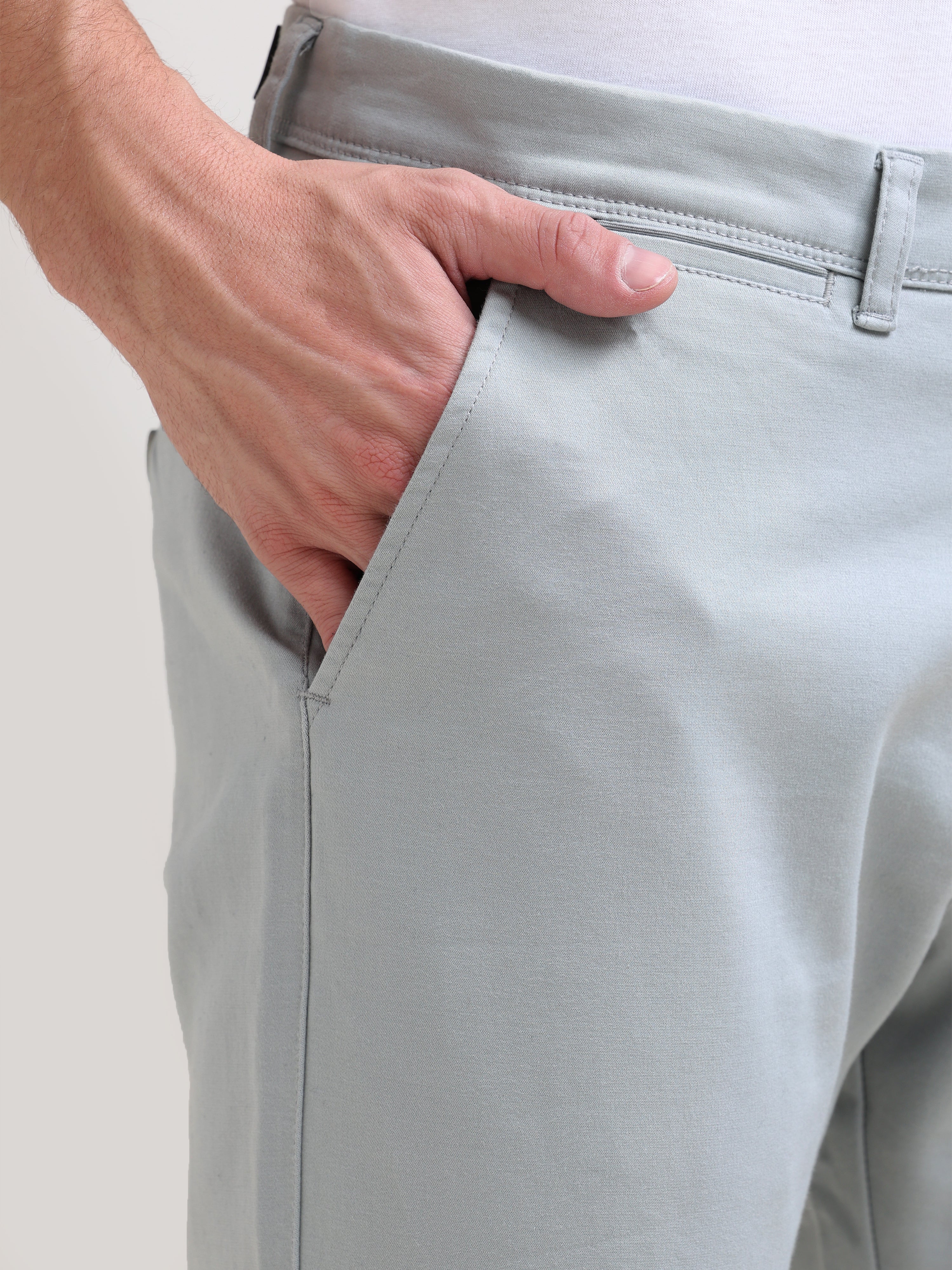 Teal Ease: Solid Comfort Fit Cotton Pants