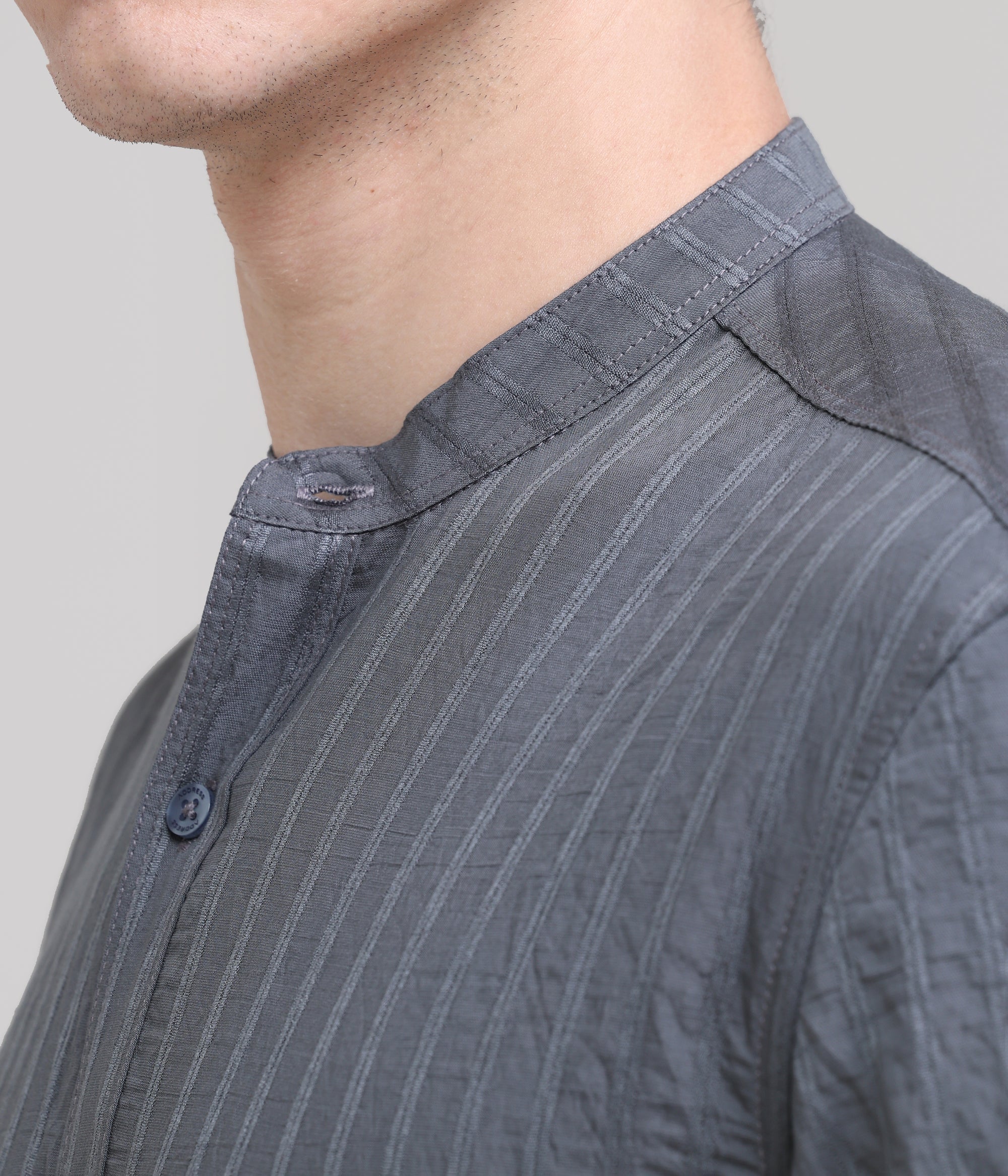 Steel Comfort: Solid Grey Regular Fit Half Sleeve Shirt