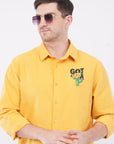 Golden Yellow Relaxed Fit Printed Shirt