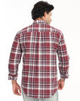 Relaxed Fit Maroon Full Sleeve Check Shirt