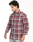 Relaxed Fit Maroon Full Sleeve Check Shirt
