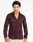 Slim Fit Full Sleeve Wine Red Shirt