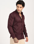 Slim Fit Full Sleeve Wine Red Shirt