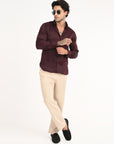 Slim Fit Full Sleeve Wine Red Shirt