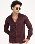 Slim Fit Full Sleeve Wine Red Shirt