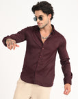 Slim Fit Full Sleeve Wine Red Shirt