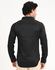 Textured Slim Fit Black Full Sleeve Shirt