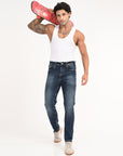 Comfort Fit Dark Blue Denim Pants