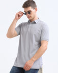 Lt Grey Solid Polo Tshirt