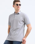 Lt Grey Solid Polo Tshirt